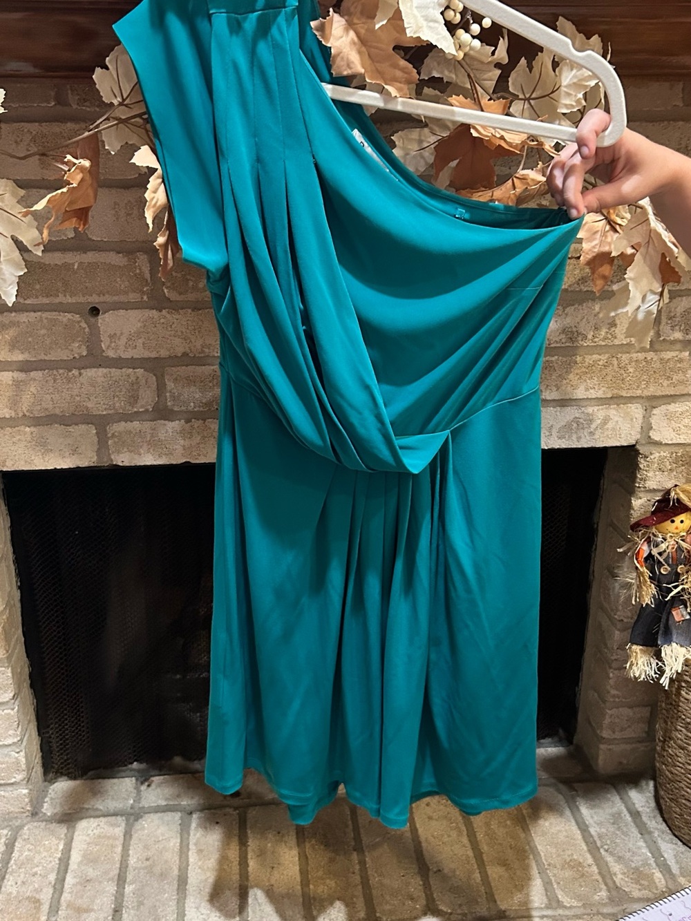 BCBGeneration Teal One-Shoulder Draped Dress EUC